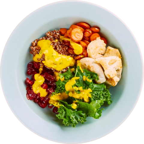 Chicken Kale Salad with Carrot Quinoa Mix & Carrot Ginger Dressing-image