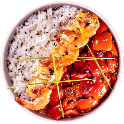 Garlic Shrimp with Red Bell Pepper and Coconut Rice-image
