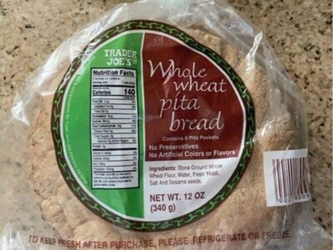 Trader Joe's Whole Wheat Pita Bread 60 g, Nutrition Information Innit