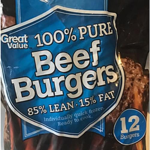 Great Value Pure Beef Burger 113 g, Nutrition Information Innit