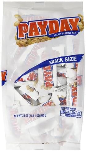 PayDay Snack Size Peanut Caramel Bar - 33 oz, Nutrition ...