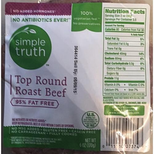 Simple Truth Top Round Roast Beef - 56 g