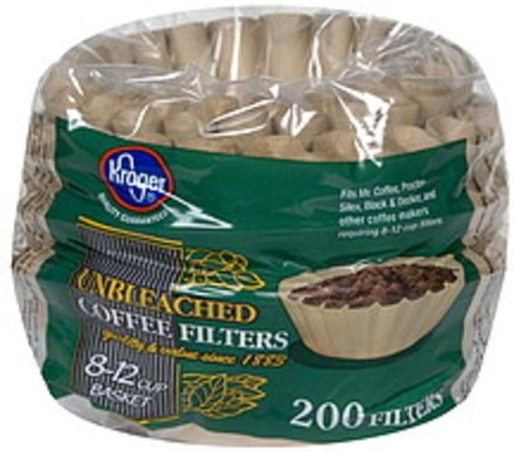 Kroger Unbleached, 812 Cup Basket Coffee Filters 200 ea, Nutrition