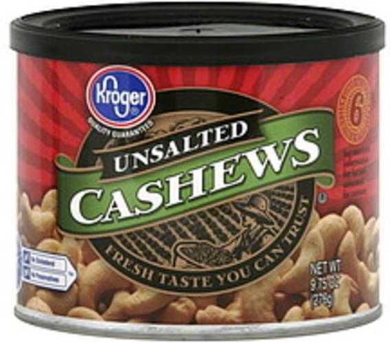 Kroger Unsalted Cashews 9.75 oz, Nutrition Information Innit
