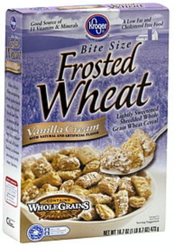 Kroger Frosted Wheat, Bite Size, Vanilla Cream Cereal - 16.7 oz