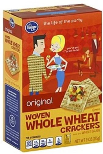 Kroger Woven Whole Wheat, Original Crackers - 9 oz