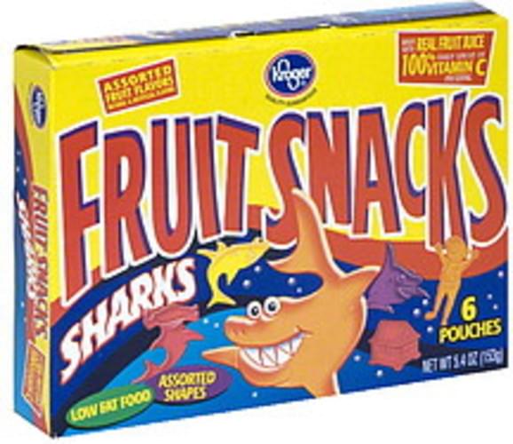 Kroger Sharks, Assorted Fruit Flavors Fruit Snacks 6 ea, Nutrition Information Innit