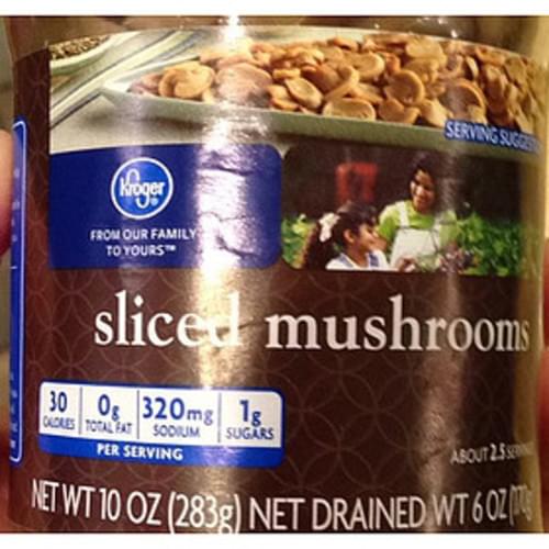Kroger Sliced Mushrooms 120 g, Nutrition Information Innit