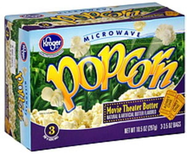 Kroger Movie Theater Butter Microwave Popcorn - 3 ea, Nutrition