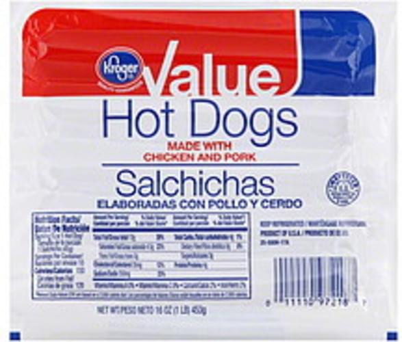Kroger Hot Dogs 16 oz, Nutrition Information Innit
