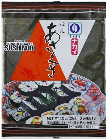 Nagais Roasted Seaweed Sushi Nori 10 Ea Nutrition Information