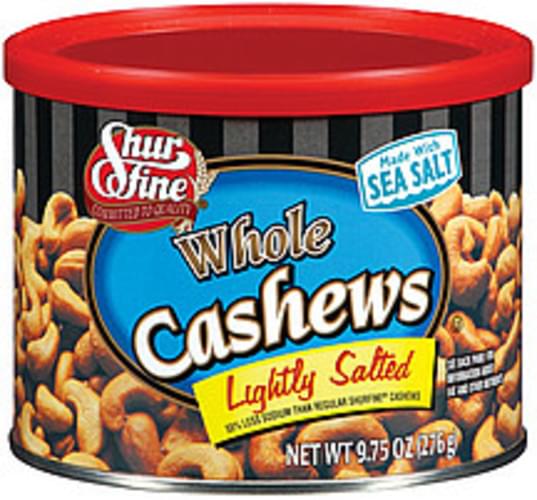 ShurFine Whole Lightly Salted Cashews 9.75 oz, Nutrition Information Innit