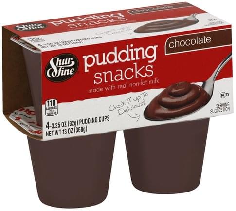 Shurfine Chocolate Pudding Snacks - 4 ea