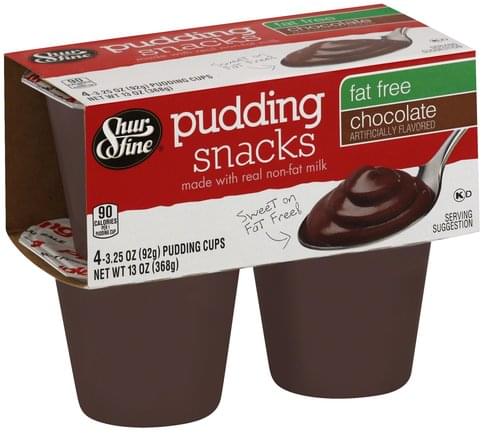 Shurfine Fat Free, Chocolate Pudding Snacks - 4 ea