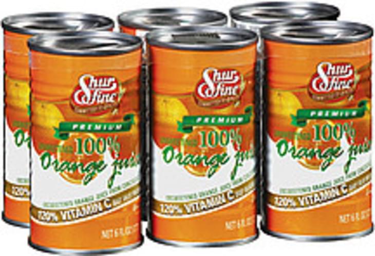 ShurFine Premium 100 Unsweetened 6 Ct Orange Juice 6 oz, Nutrition Information Innit