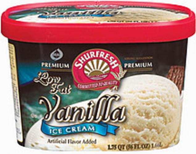 Shurfresh Vanilla Low Fat Ice Cream 1.75 QT, Nutrition Information