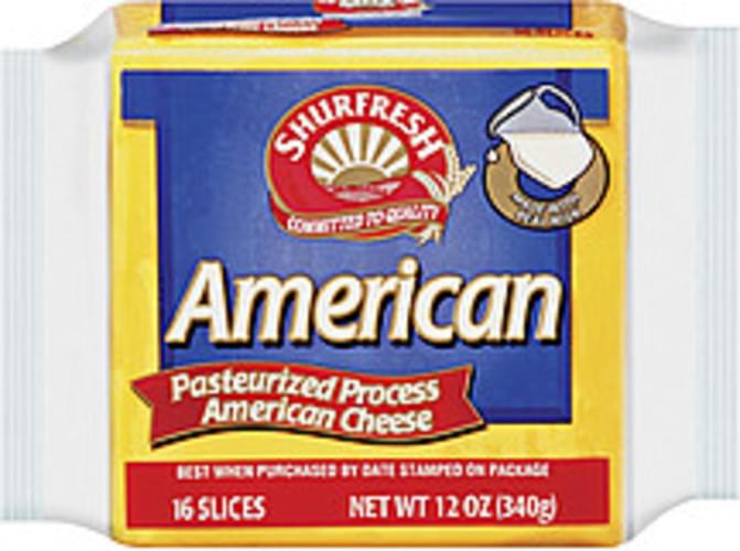 Shurfresh Pasteurized Process American Slices Cheese 16, Nutrition