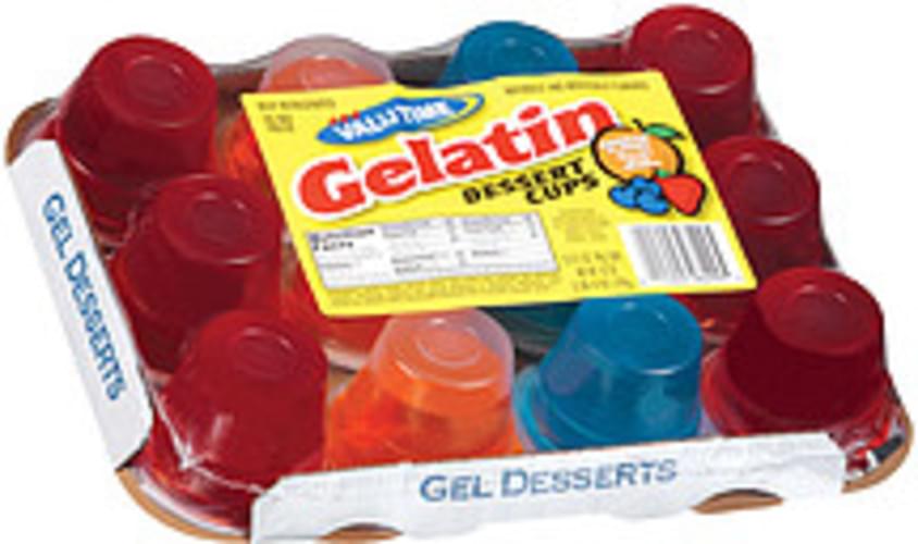 Valu Time Gelatin Dessert Cups Assorted Flavors 3.5 Oz Gel Desserts 12, Nutrition Information