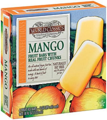 World Classics Trading Company Mango W/Fruit Chunks 3 Oz Fruit Ice Bars - 6