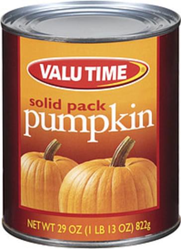 Valu Time Solid Pack Pumpkin - 29 oz