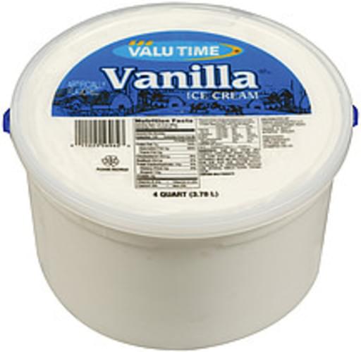 Valu Time Vanilla Ice Cream 4 QT, Nutrition Information Innit