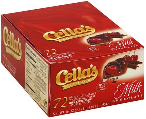 Cellas Milk Chocolate Covered Cherries - 72 ea, Nutrition Information