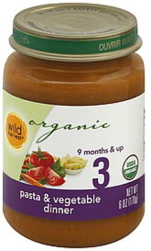 Wild Harvest 3 (9 Months & Up) Pasta & Vegetable Dinner - 6 oz