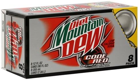 Mountain Dew Code Red Soda - 8 ea