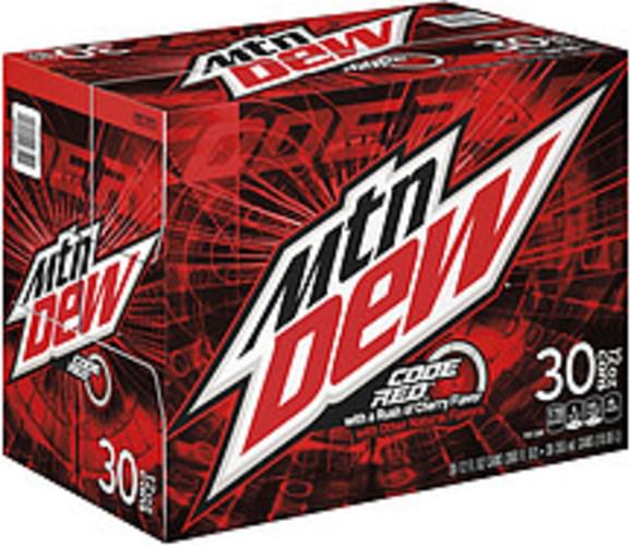 Mountain Dew Mtn Dew Code Red Soda Citrus With Cherry 12 Fl Oz 30 Count Can 360 Oz Nutrition Information Innit