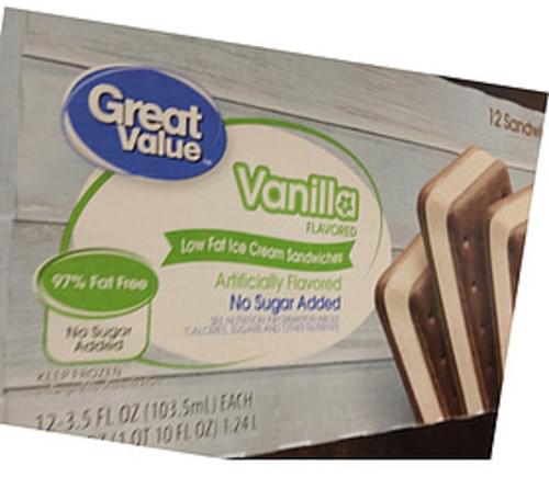 Great Value Low Fat Vanilla Ice Cream Sandwich - 64 g ...