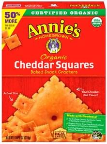 Annie's Baked Snack Crackers Organic, Cheddar Squares