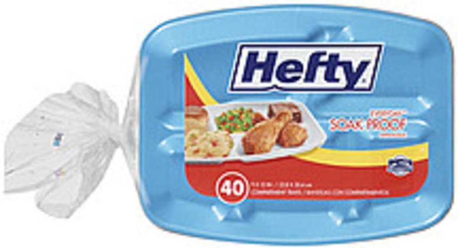 Hefty Everyday Plates Soak Proof 9 X 12 In Foam Compartment Trays 40