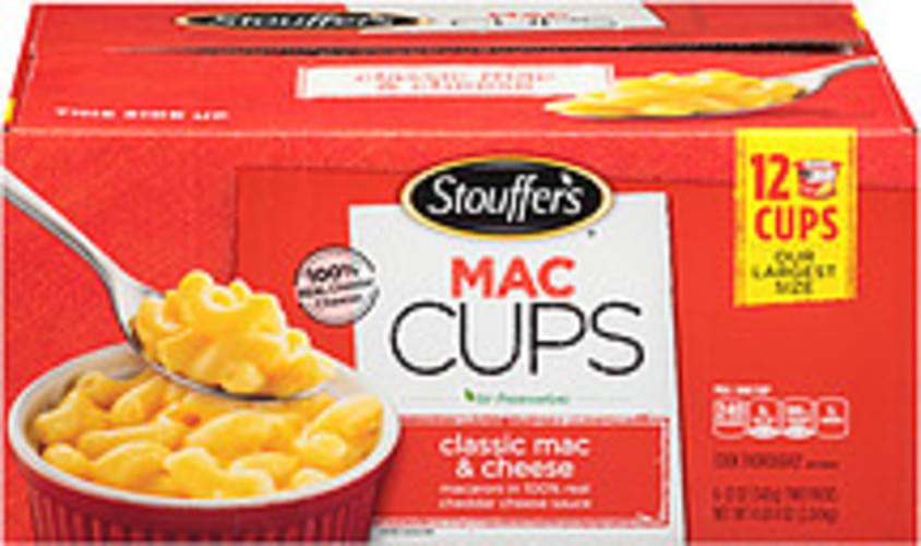 Stouffer's Mac Cups Macaroni In 100 Real Cheddar Cheese Sauce Classic Mac & Cheese 72 oz