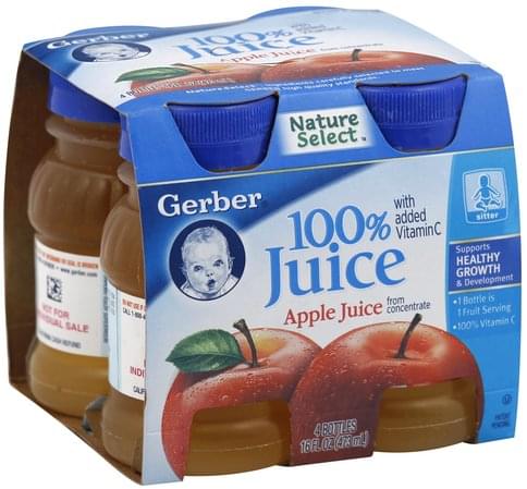 Gerber Apple 100% Juice - 4 ea, Nutrition Information | Innit