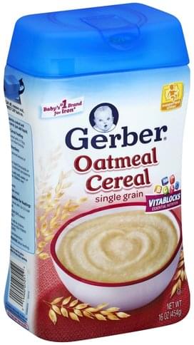 Gerber Oatmeal, Single Grain Cereal - 16 oz, Nutrition Information | Innit
