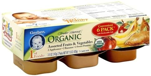 Gerber Organic Assorted Fruits & Vegetables - 3 ea, Nutrition