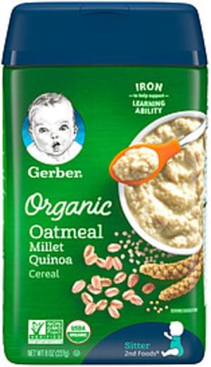 Gerber Organic Cereal 2nd Foods Organic Oatmeal Millet Quinoa Gerber 2nd Foods Organic Oatmeal Millet Quinoa Cereal - 0