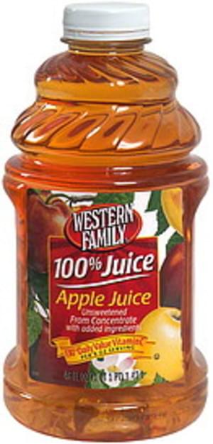 Western Family Apple Juice from Concentrate, Unsweetened - 48 oz