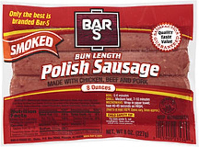 Bars Smoked Bun Length Polish Sausage 8 oz, Nutrition Information