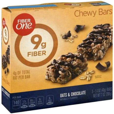 Fiber One Oats & Chocolate Chewy Bars - 5 ea, Nutrition ...