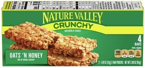 Nature Valley Crunchy Oats N Honey Granola Bars 2 Ea Nutrition Information Innit