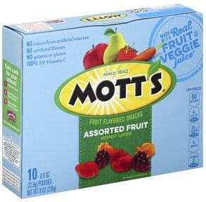 Motts Assorted Fruit Fruit Flavored Snacks - 10 ea, Nutrition