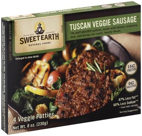 Sweet Earth Tuscan, Patties Veggie Sausage - 8 oz