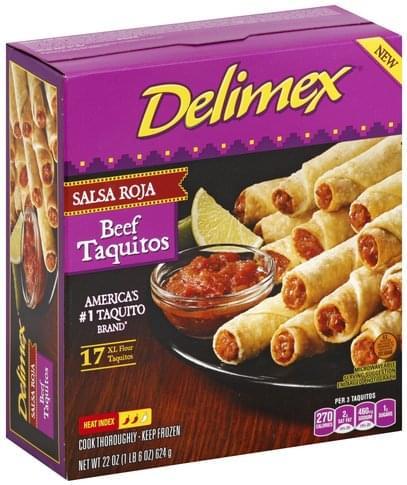 Delimex Salsa Roja Beef Taquitos - 22 oz, Nutrition Information | Innit