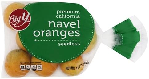Big Y Premium California, Seedless Navel Oranges - 4 lb