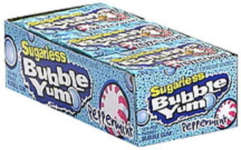 Bubble Yum Sugarless, Peppermint Bubble Gum 12 ea, Nutrition
