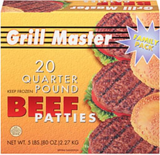 Grill Master 20 Quarter Pound Beef Patties 5 lb, Nutrition
