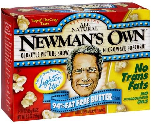 Newmans Own 94% Fat Free Butter Microwave Popcorn 3 ea Nutrition