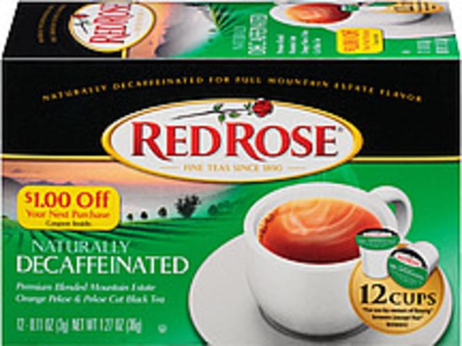 Red Rose Naturally Decaffeinated Black Tea 1.27 oz, Nutrition