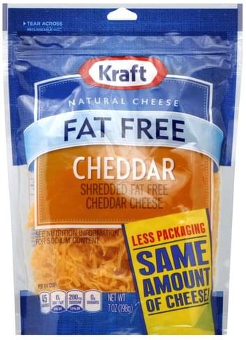 Kraft Cheddar, Fat Free Shredded Cheese - 7 oz